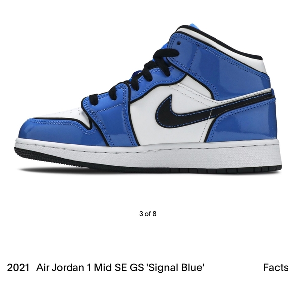 NIKE 2021 Air Jordan 1 Mid SE GS Signal Blue/ White/ Black- 5.5 youth - Picture 4 of 16